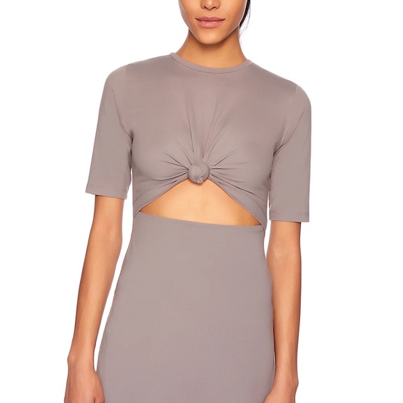 NWT Susana Monaco Knot Front Mini Dress in Toasted Almond Cream Women’s Small - Picture 5 of 8